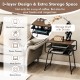 3-tier compact side end table with wood grain top and storage shelf, ideal for books and magazines in modern interiors.